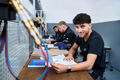 Authentisches Employer Branding: Auszubildende beim gemeinsamen Lernen in Berlin, fotografiert von Stefan Schubert.
